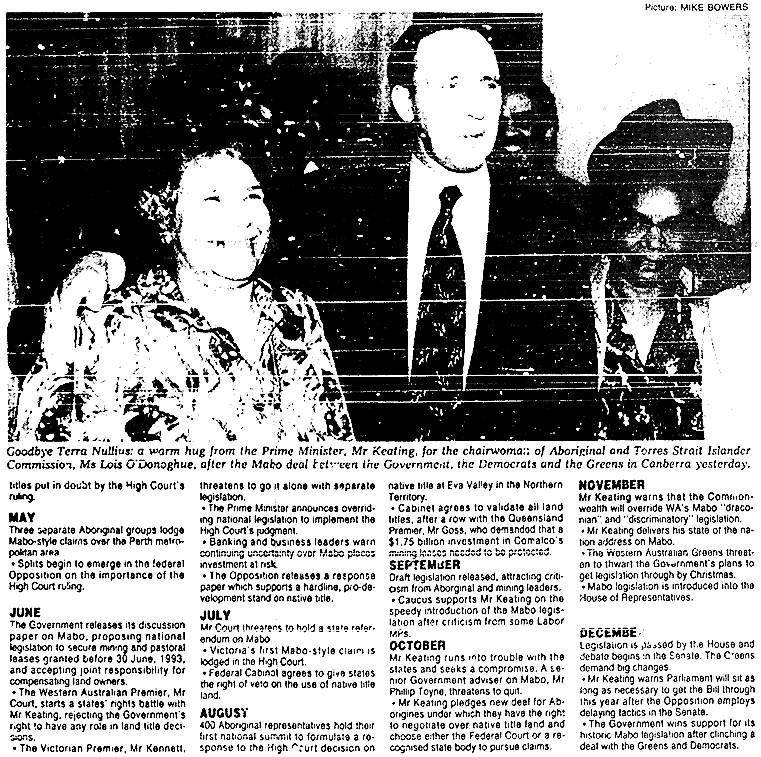 Terra Nullius Rejected and the Mabo Saga Unfolds, 1993