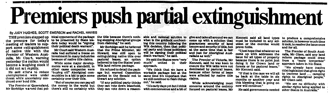 Premiers push partial extinguishment, 1997