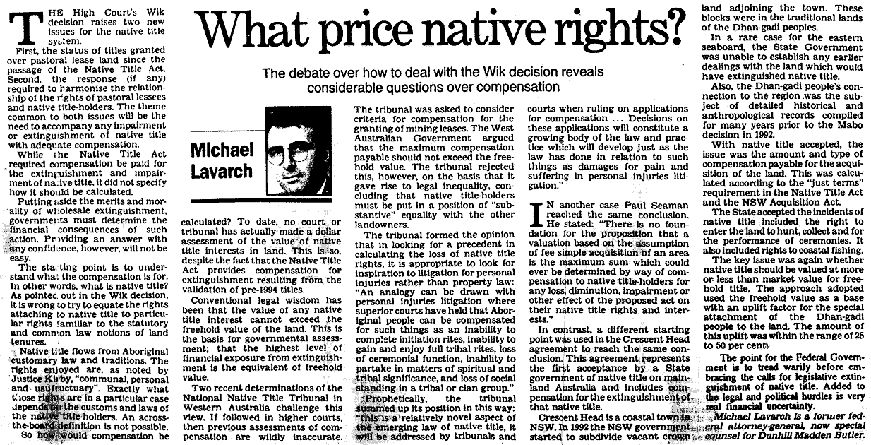 What price native rights?, 1997
