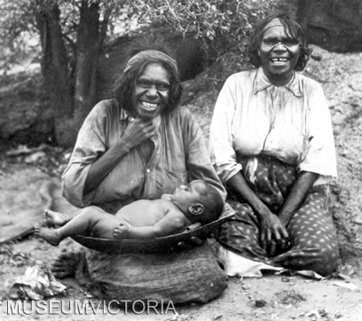 Two Arrente Women with a baby, 1895