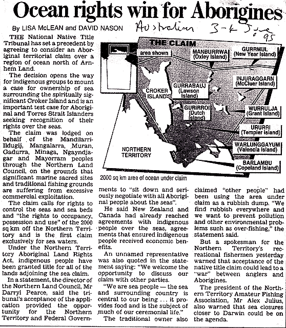 Ocean Rights Win For Aborigines, 1995